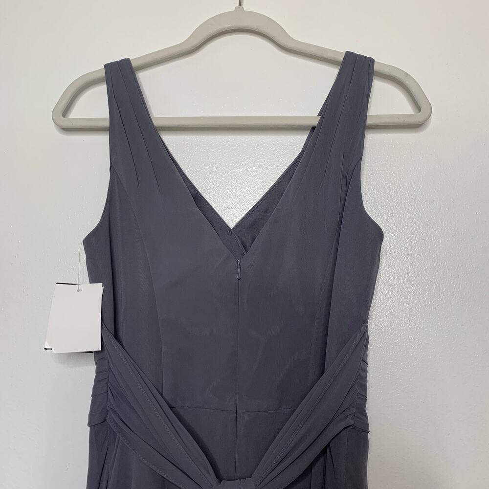 NWT David's Bridal Chiffon Surplice Neck Tank full length bridesmaid dress US 4 - Picture 7 of 11